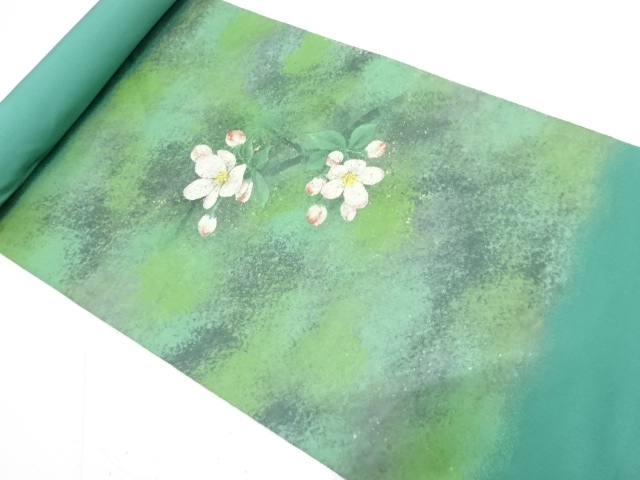 アンティーク　引箔　枝花模様　名古屋帯地反物